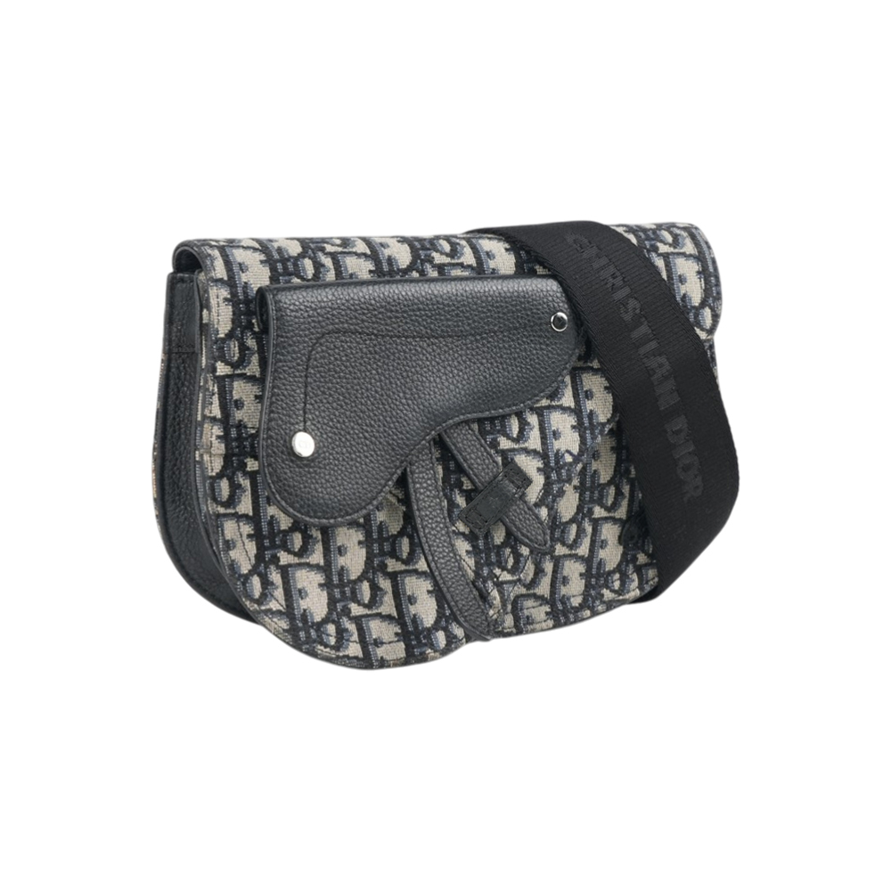 【CHRISTIAN DIOR】Saddle Oblique 緹花布馬鞍斜背包(藍色)