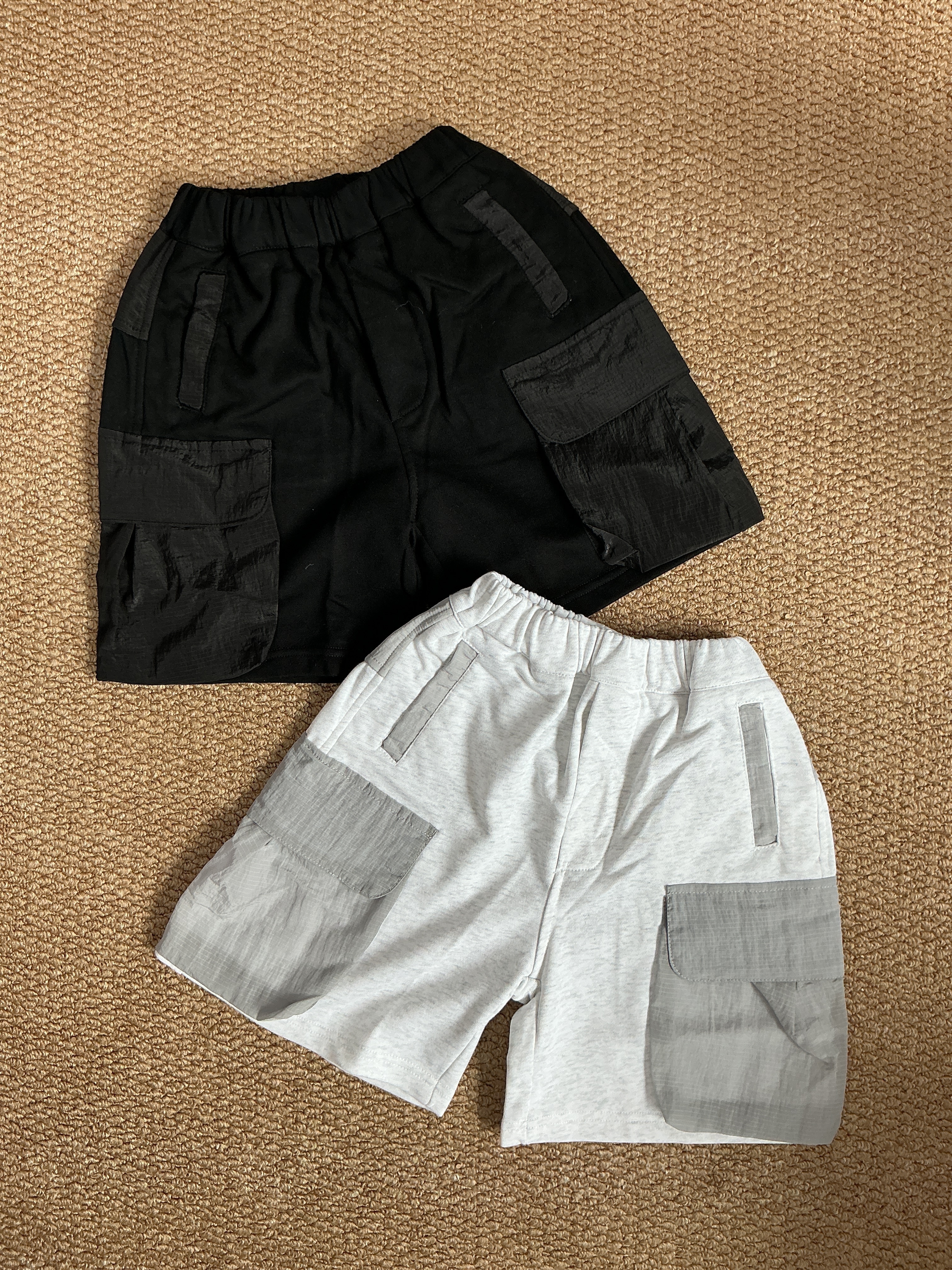 A04598設計師品牌異材質拼接口袋短褲