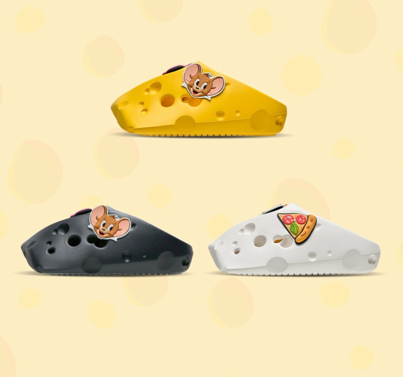 （海外連線代購）TOM & JERRY X HEYDAY 湯姆貓與傑利鼠 乳酪拖鞋 防水洞洞鞋【HD25X85B】