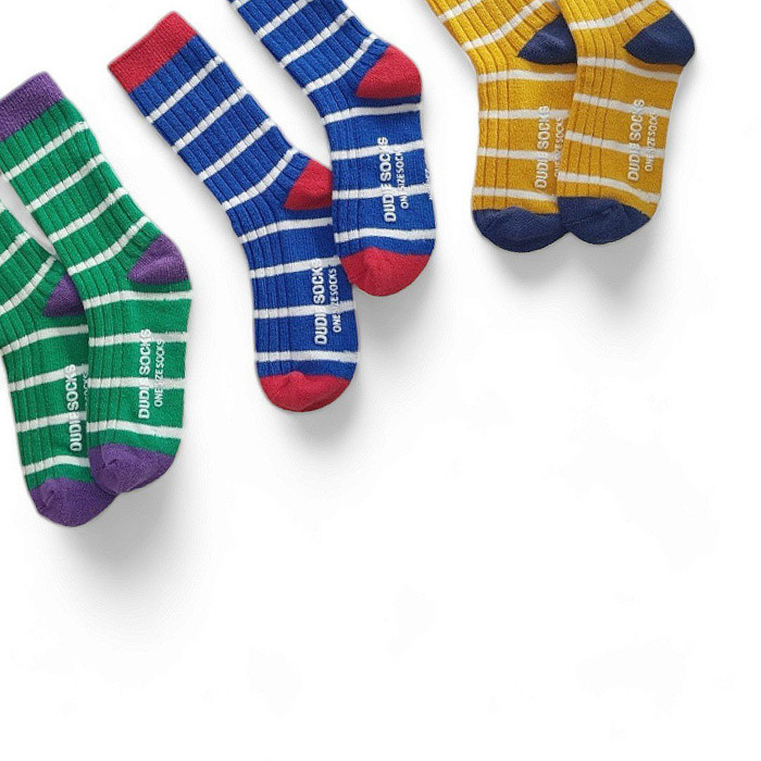 正韓夏DUDIE 運動感橫條止滑長襪組