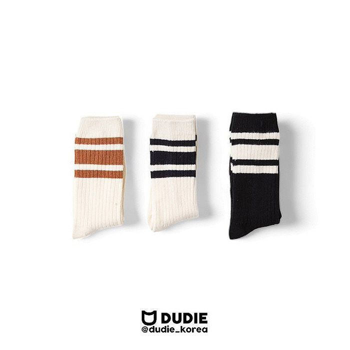 正韓夏DUDIE 運動感粗條止滑長襪組