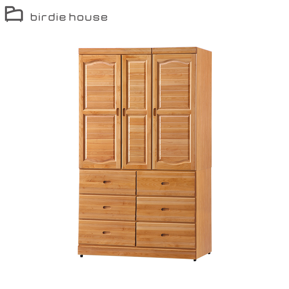 柏蒂家居-亞格斯4尺三門六抽衣櫃/衣櫥