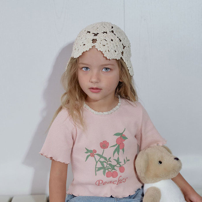 正韓夏momoann 兩色桃子木耳邊短版上衣