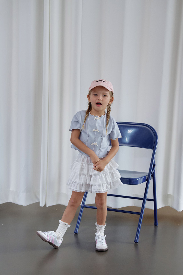 正韓夏momoann 兩色緞帶蝴蝶結短版上衣