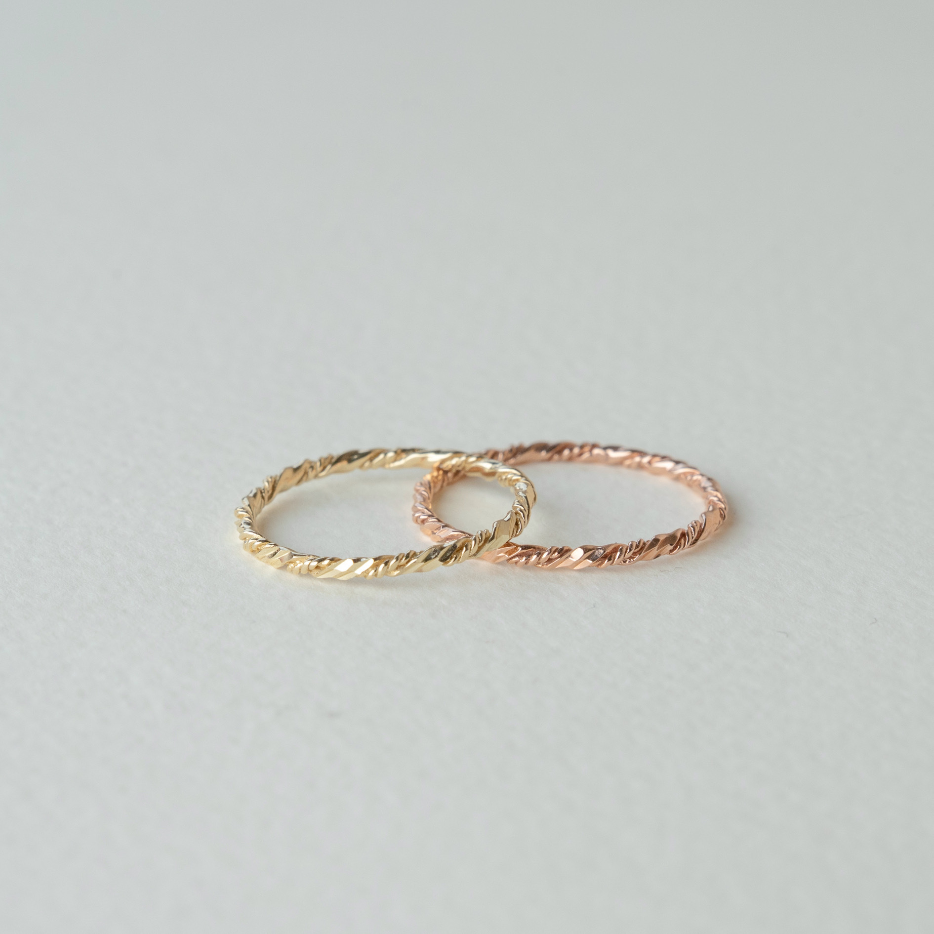 14K立體扭紋切割戒指