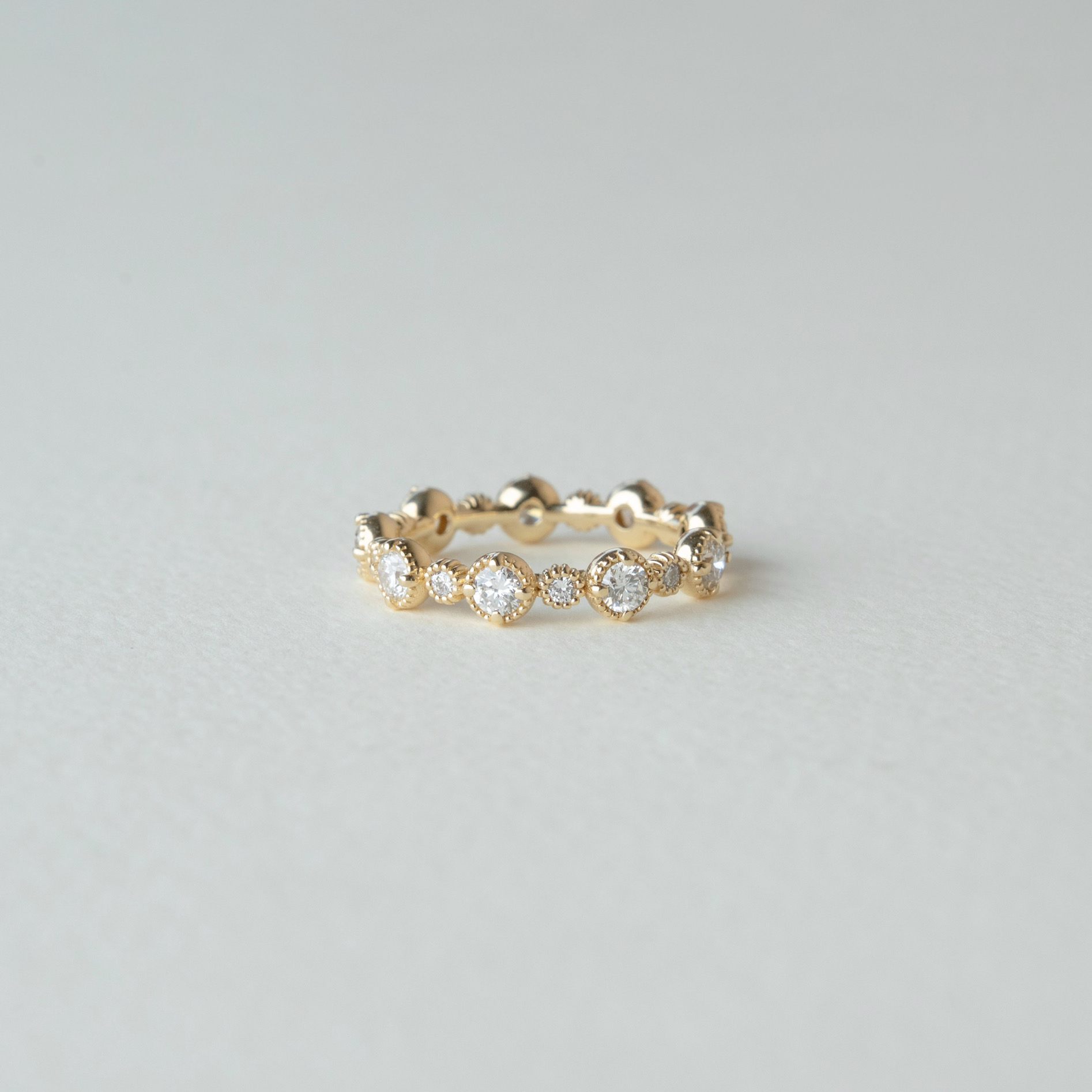 14K蛋糕爪鑲整圈真鑽戒指