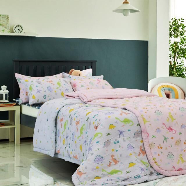 [韓國棉被] 天絲莫代爾・栗米棉填充｜童趣七彩恐龍 四季被 2色（關鍵字：GJ19）