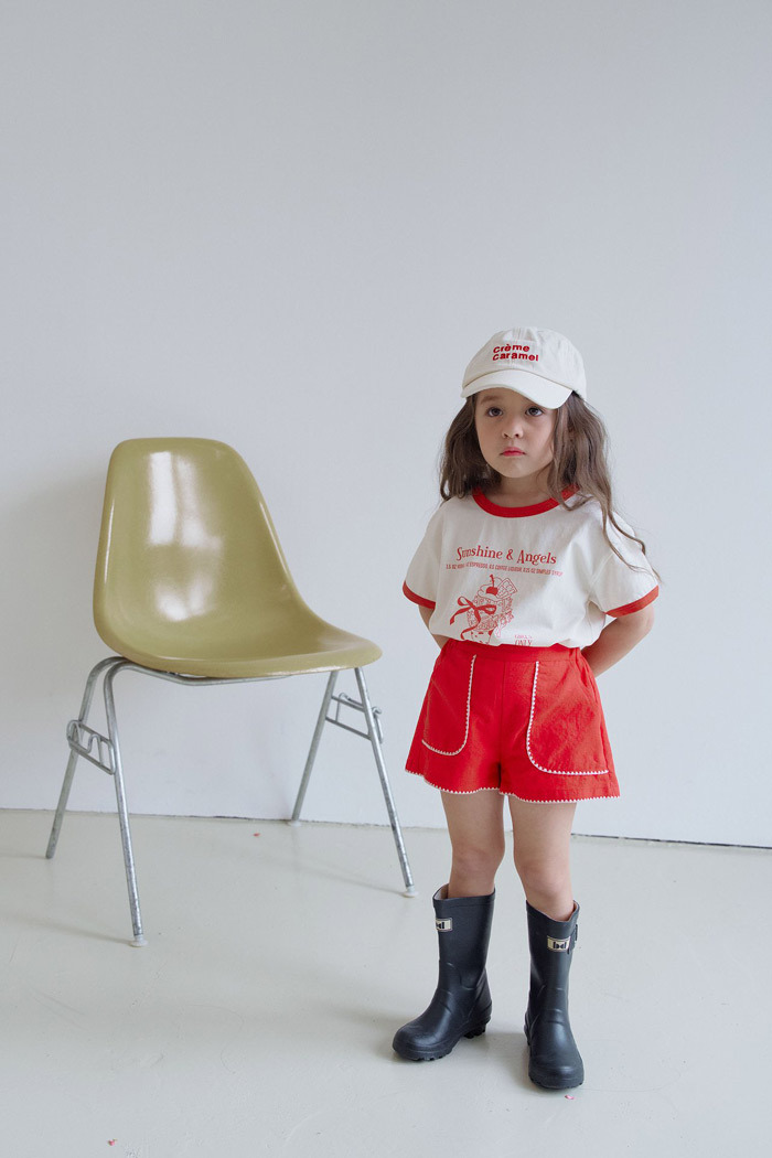 正韓夏momoann 兩色小香感米白滾邊短褲