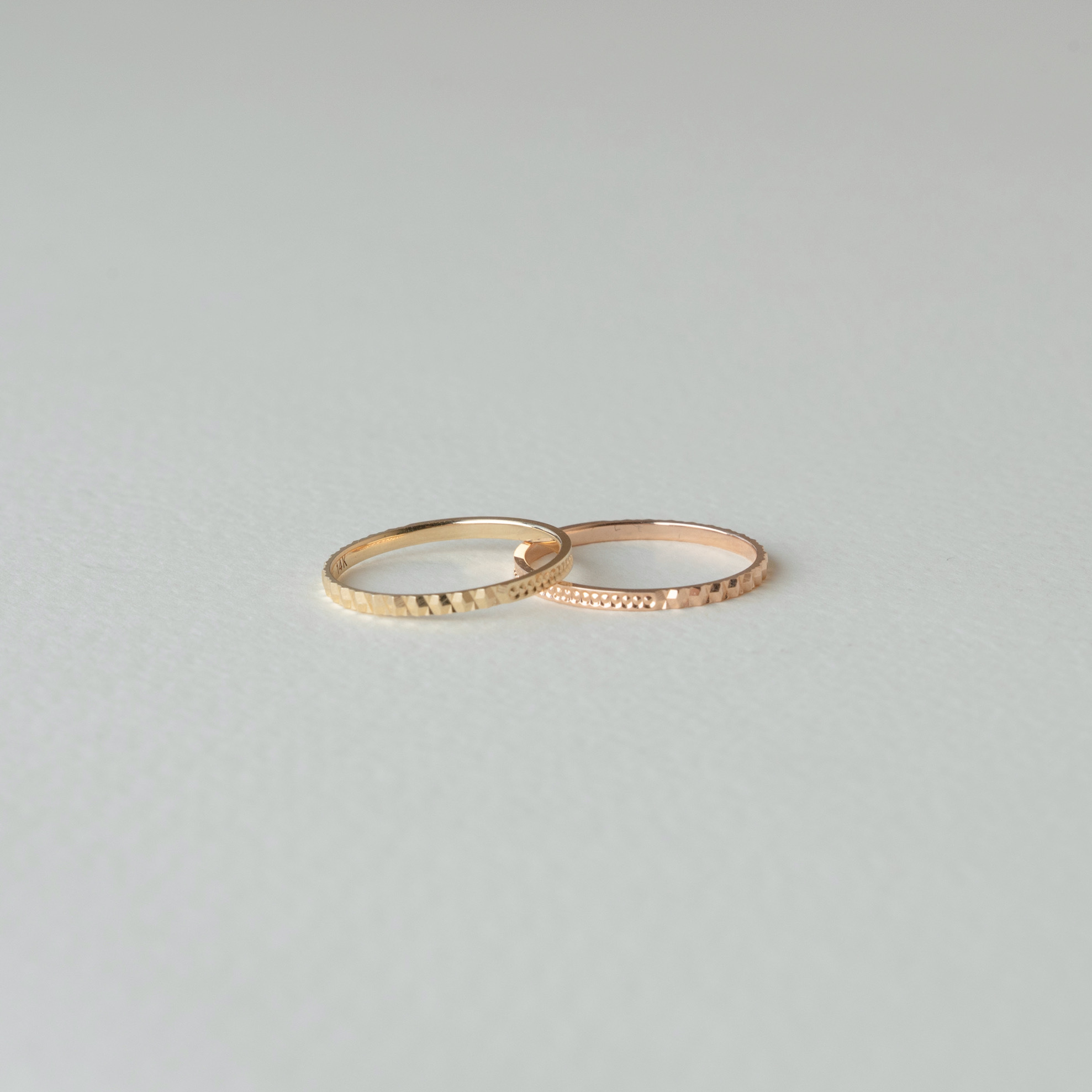 14K半半極光切割戒指