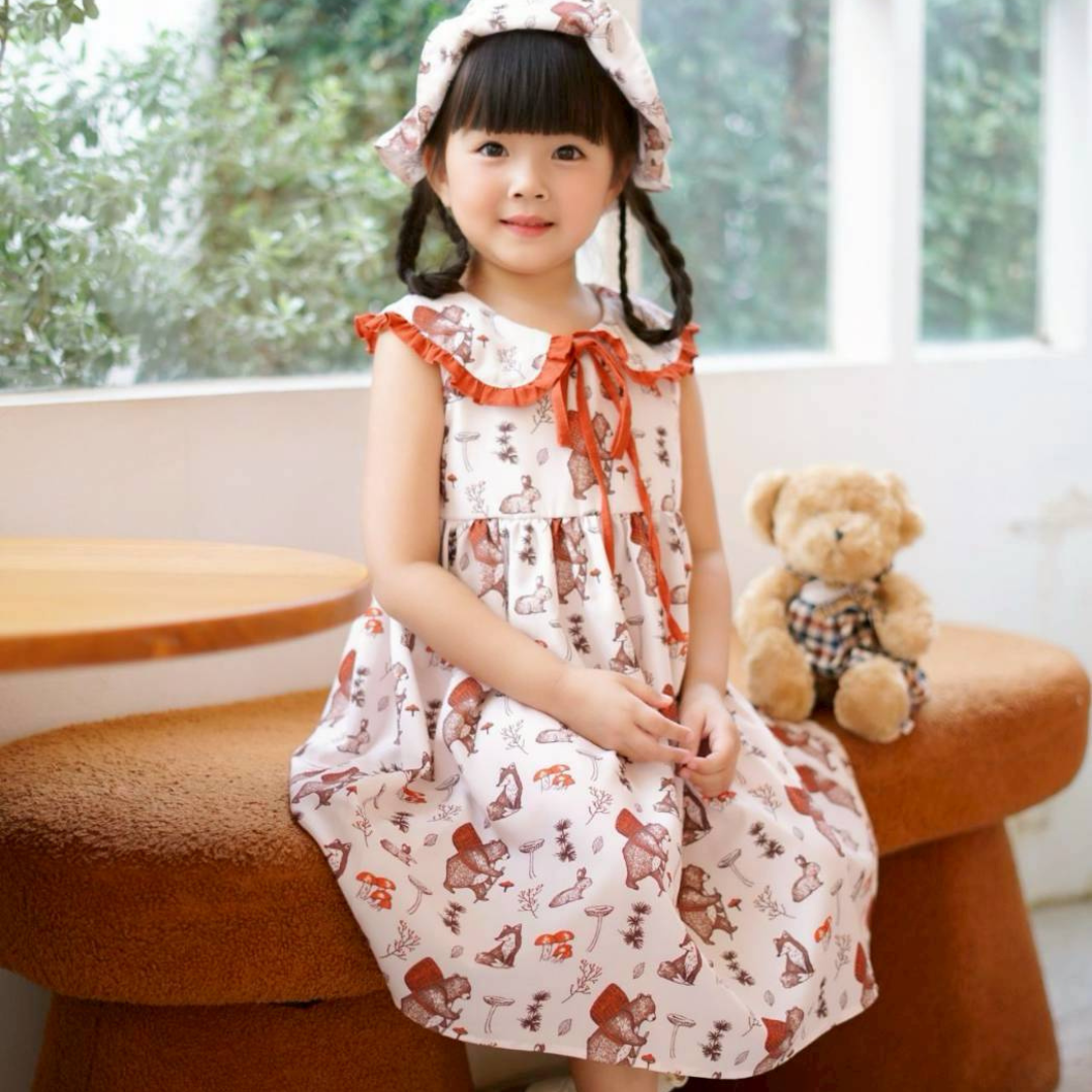 泰國-森林小熊圓領洋裝