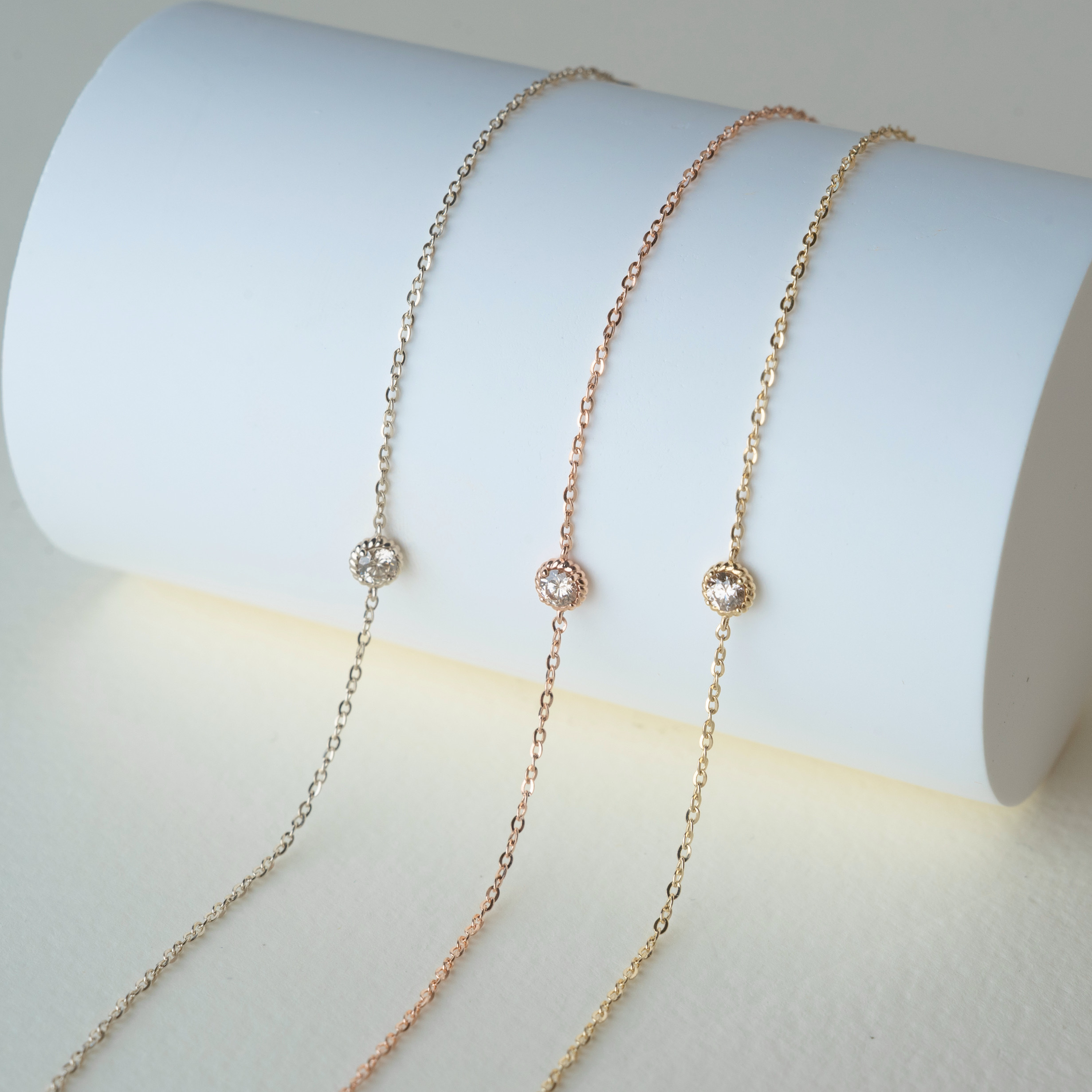 14K麻花蛋撻10分單鑽扭扭手鏈