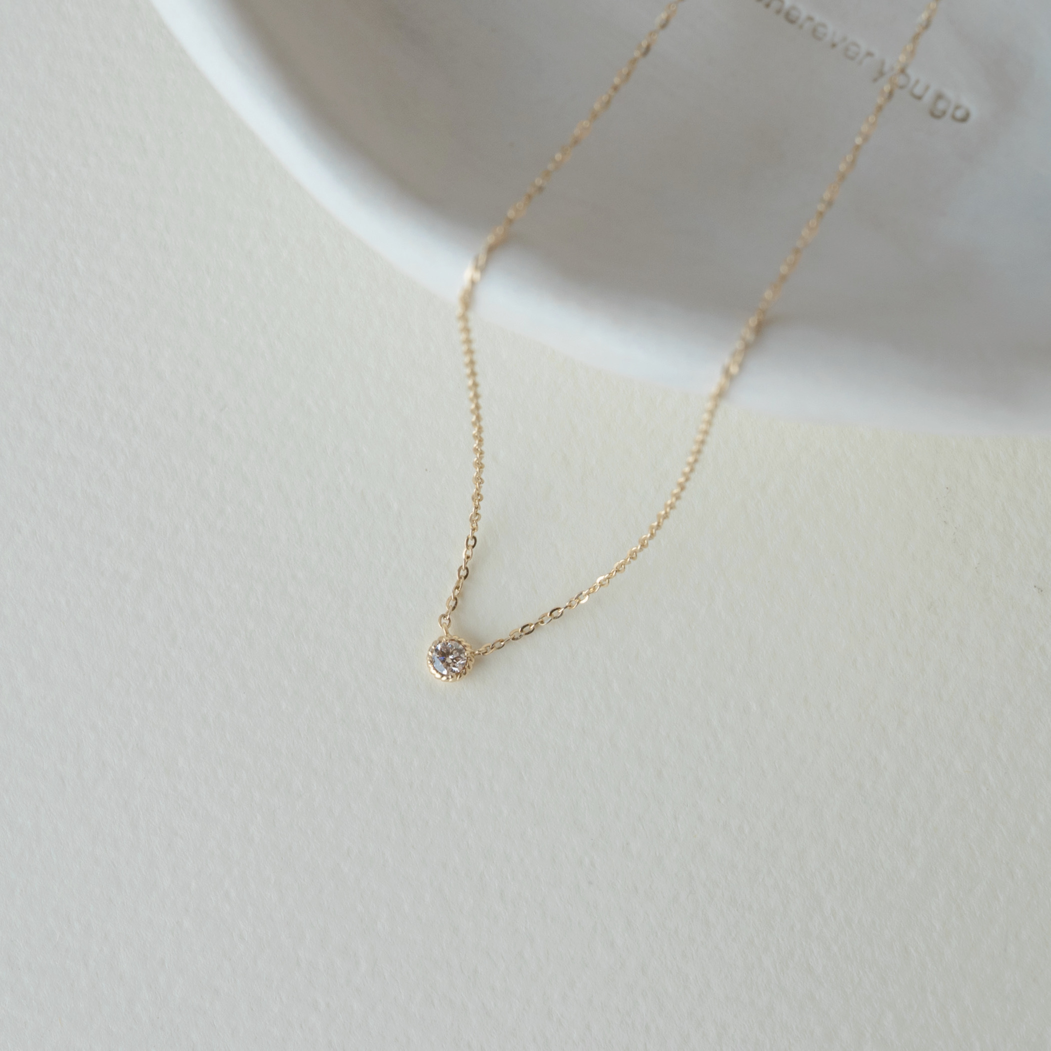 14K麻花蛋撻10分單鑽扭扭項鍊