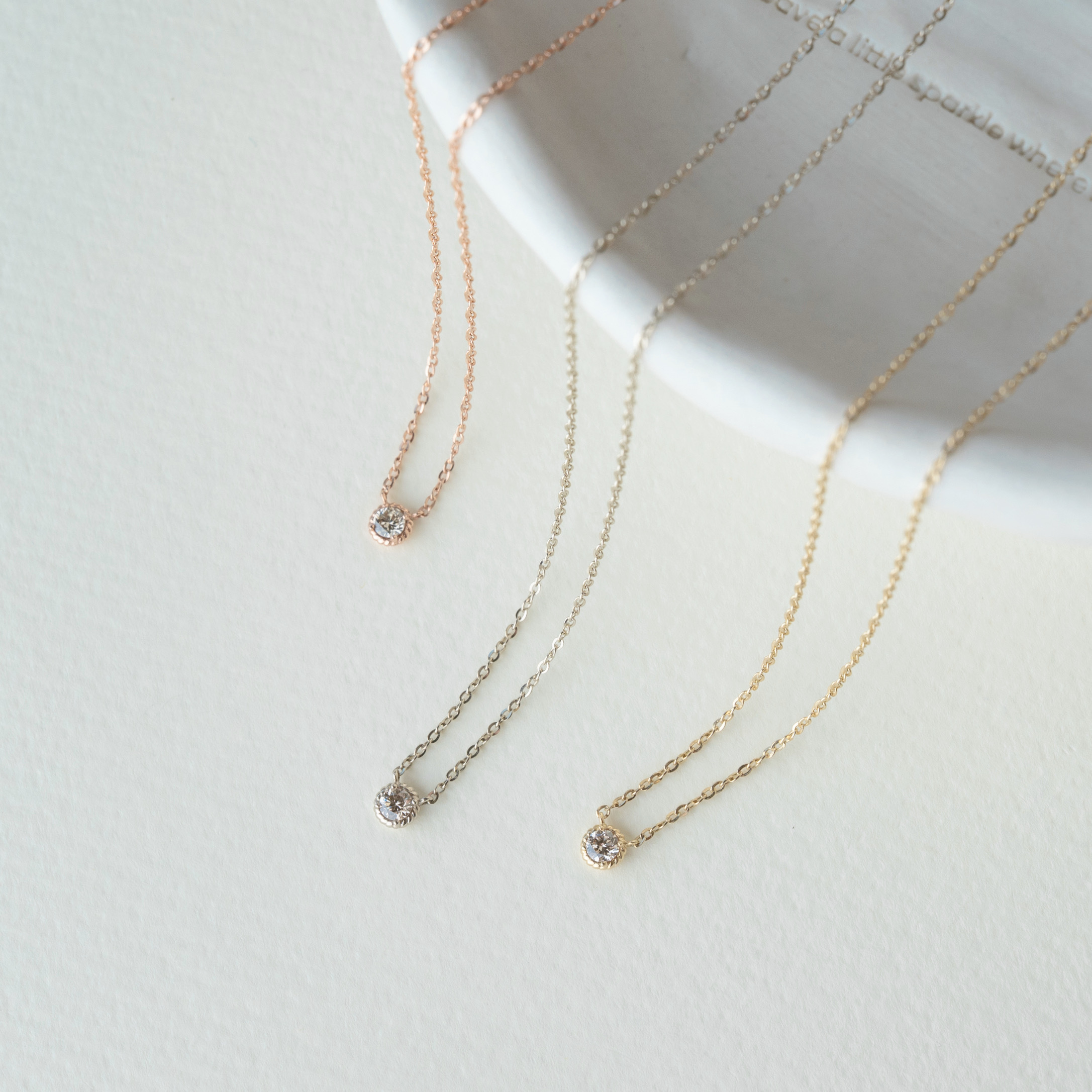 14K麻花蛋撻10分單鑽扭扭項鍊