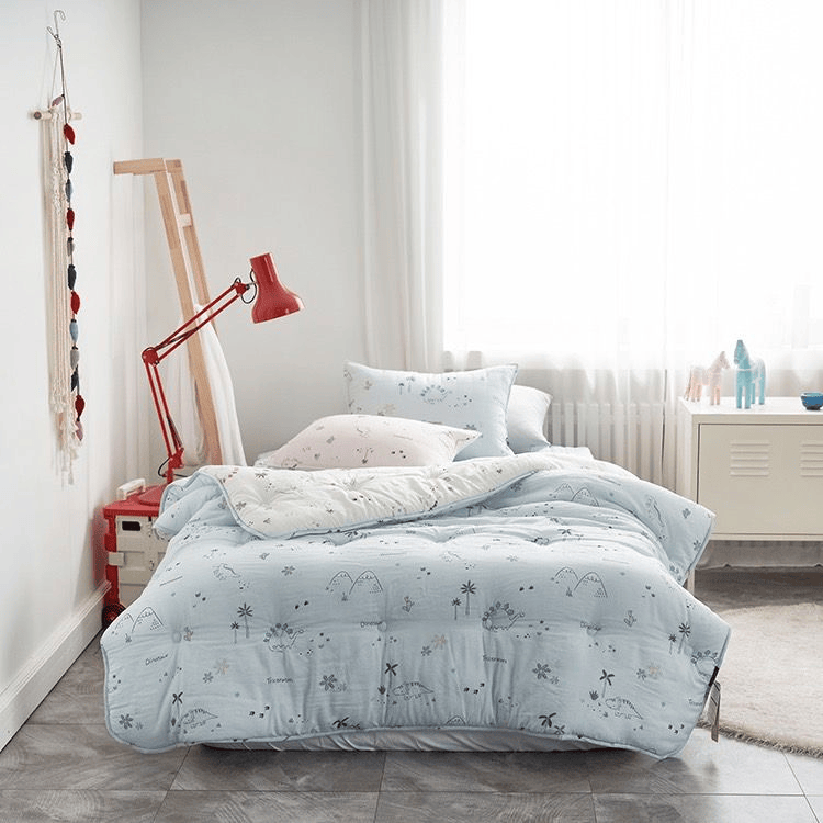 [韓國棉被] \韓國過敏性皮炎協會推薦/ 天絲莫代爾・栗米棉填充｜可愛Dino 四季被 2色（關鍵字：GJ23）