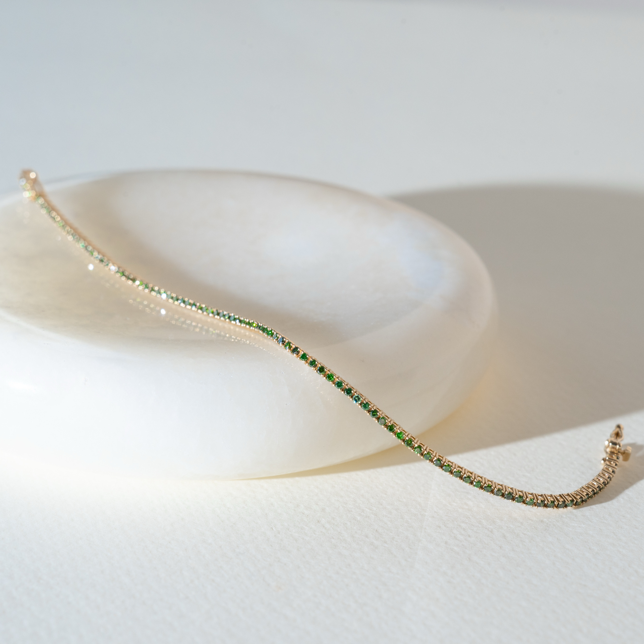 14K Tennis1.3mm綠鑽手鍊