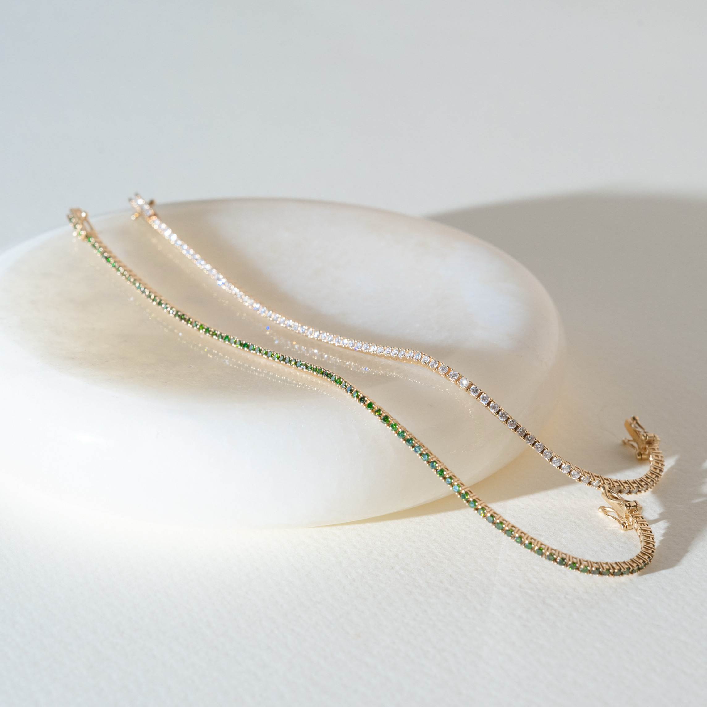 14K Tennis1.3mm綠鑽手鍊