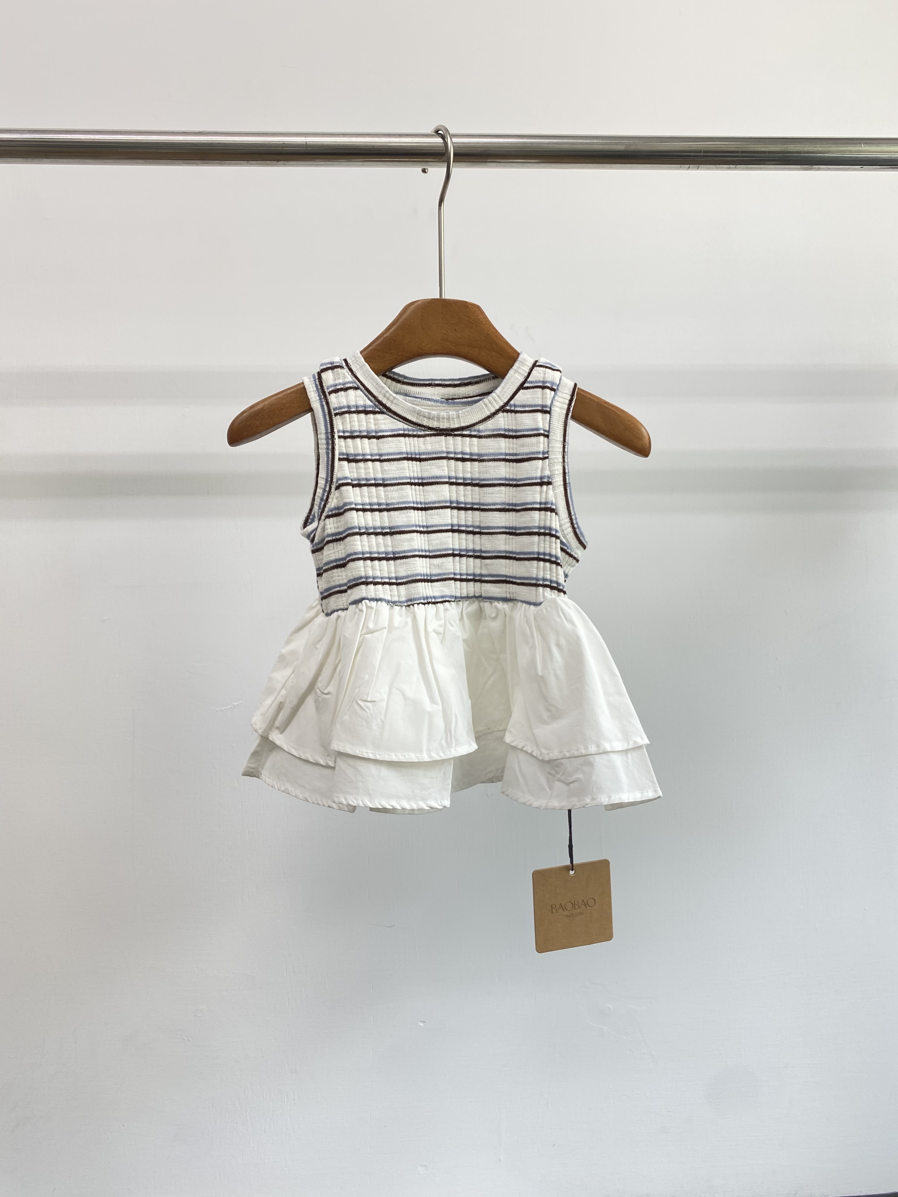 A04613條紋吊帶裙