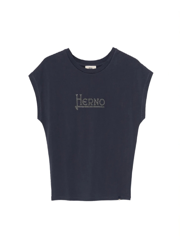 HERNO 鑲鑽LOGOT恤(深藍)