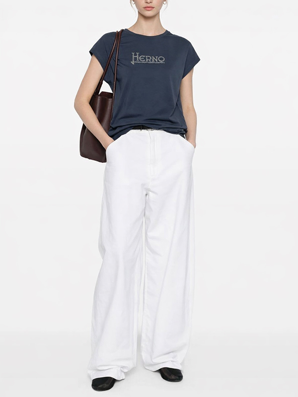 HERNO 鑲鑽LOGOT恤(深藍)