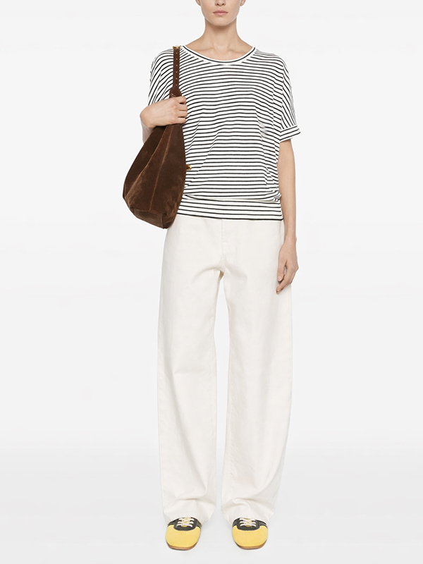 HERNO 短袖反摺條紋上衣(藍白)