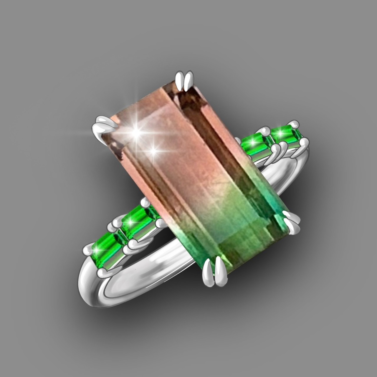 【訂製】西瓜碧璽18K金戒指