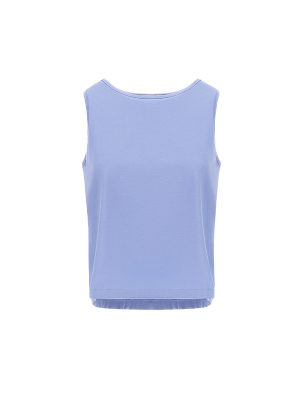 HERNO 極簡圓領針織背心(灰藍)