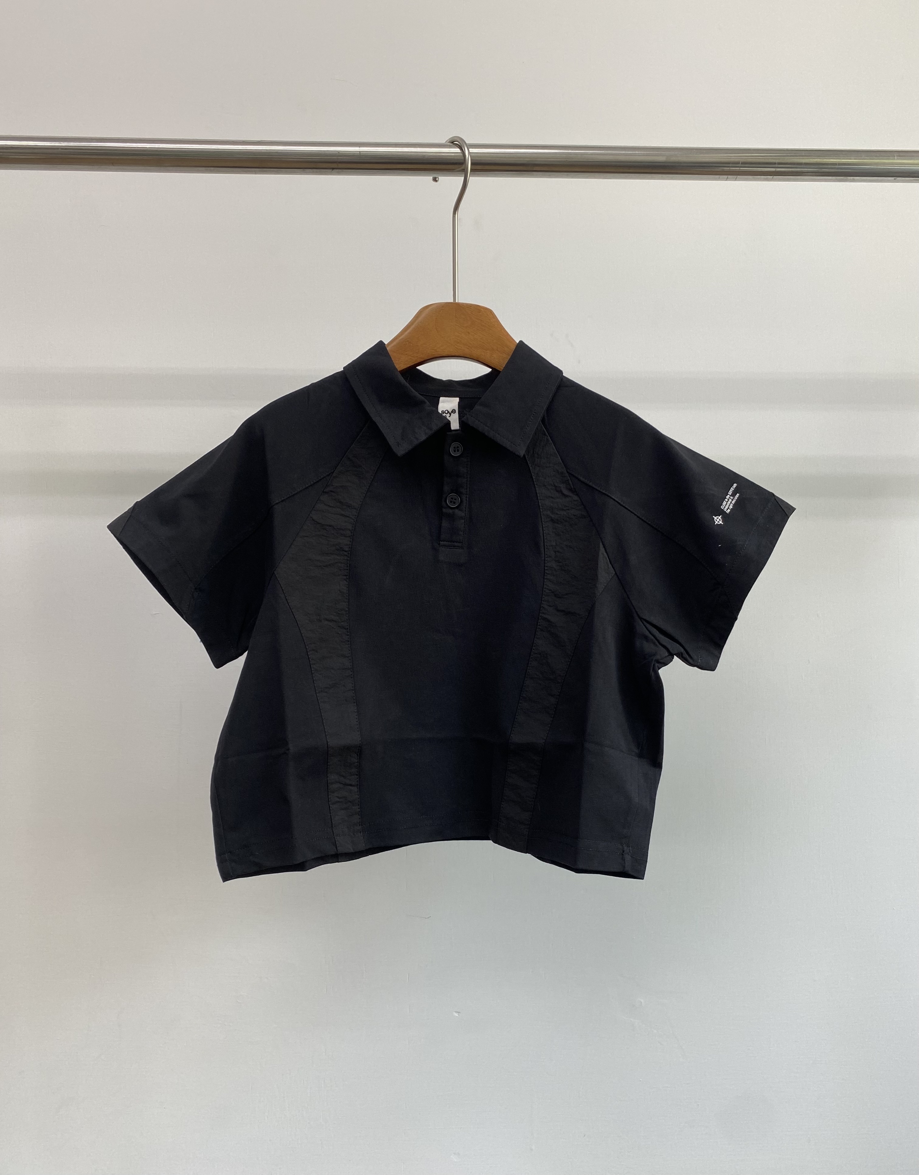 A04620設計師品牌異材質拼接polo上衣