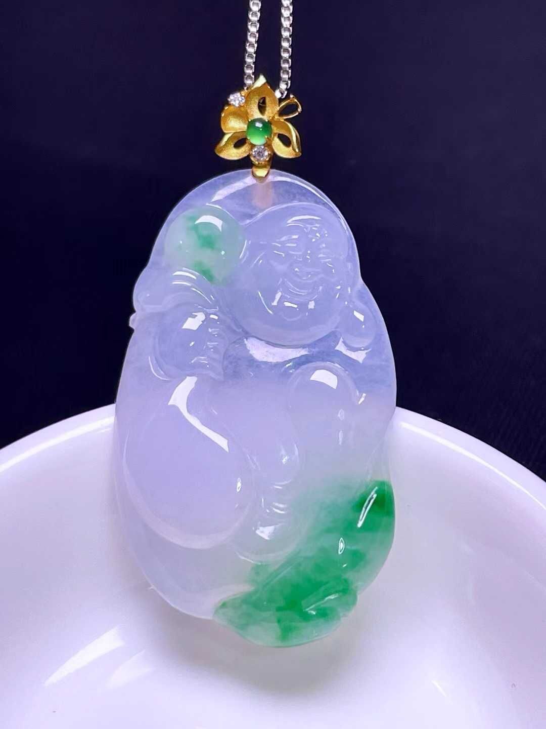 翡翠彌勒佛吊墜,天然翡翠A玉, 緬甸玉, Jade, Jadeite