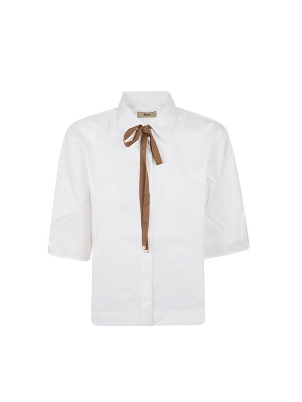 HERNO 領綁繩五分袖襯衫
