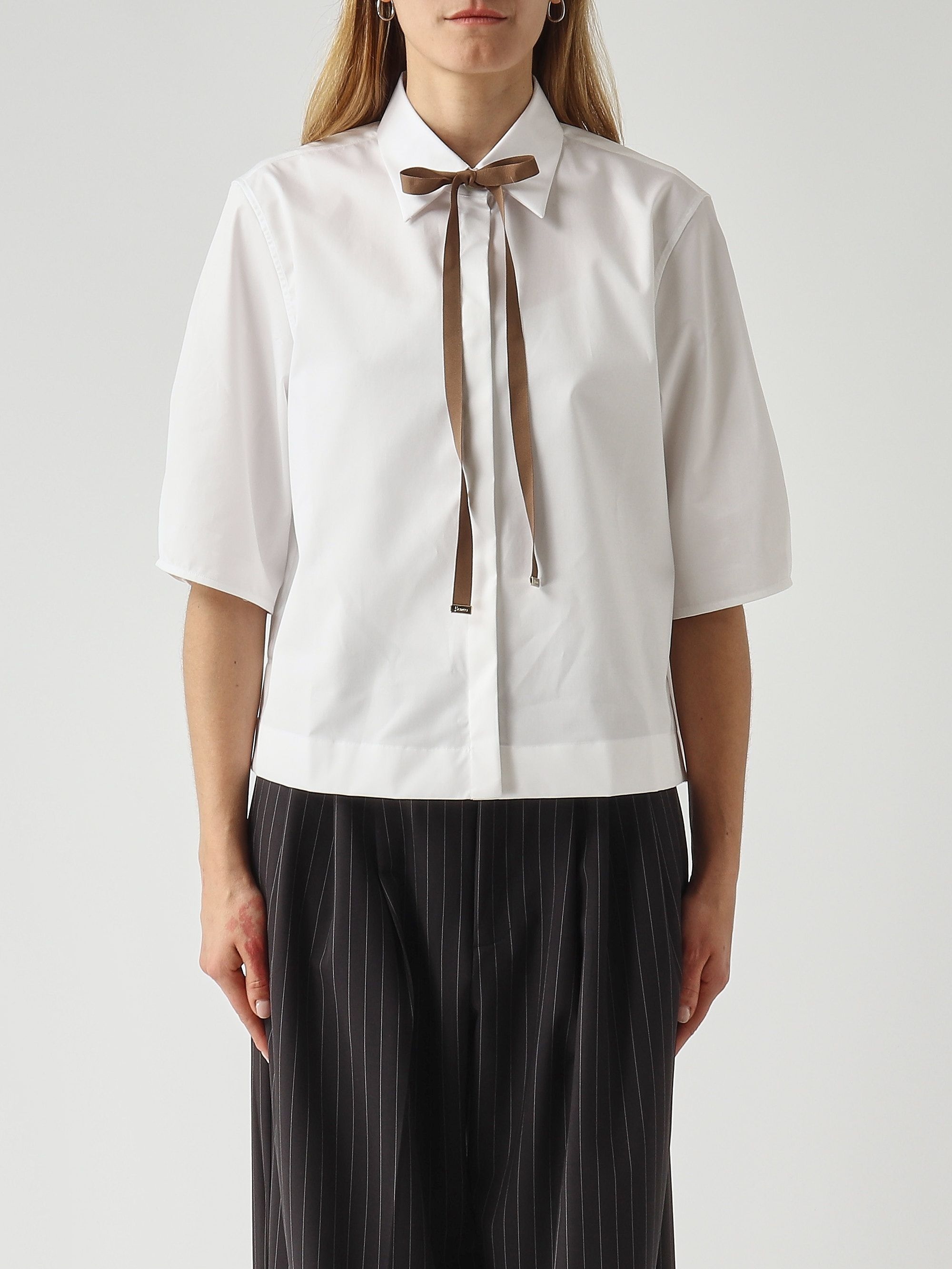 HERNO 領綁繩五分袖襯衫