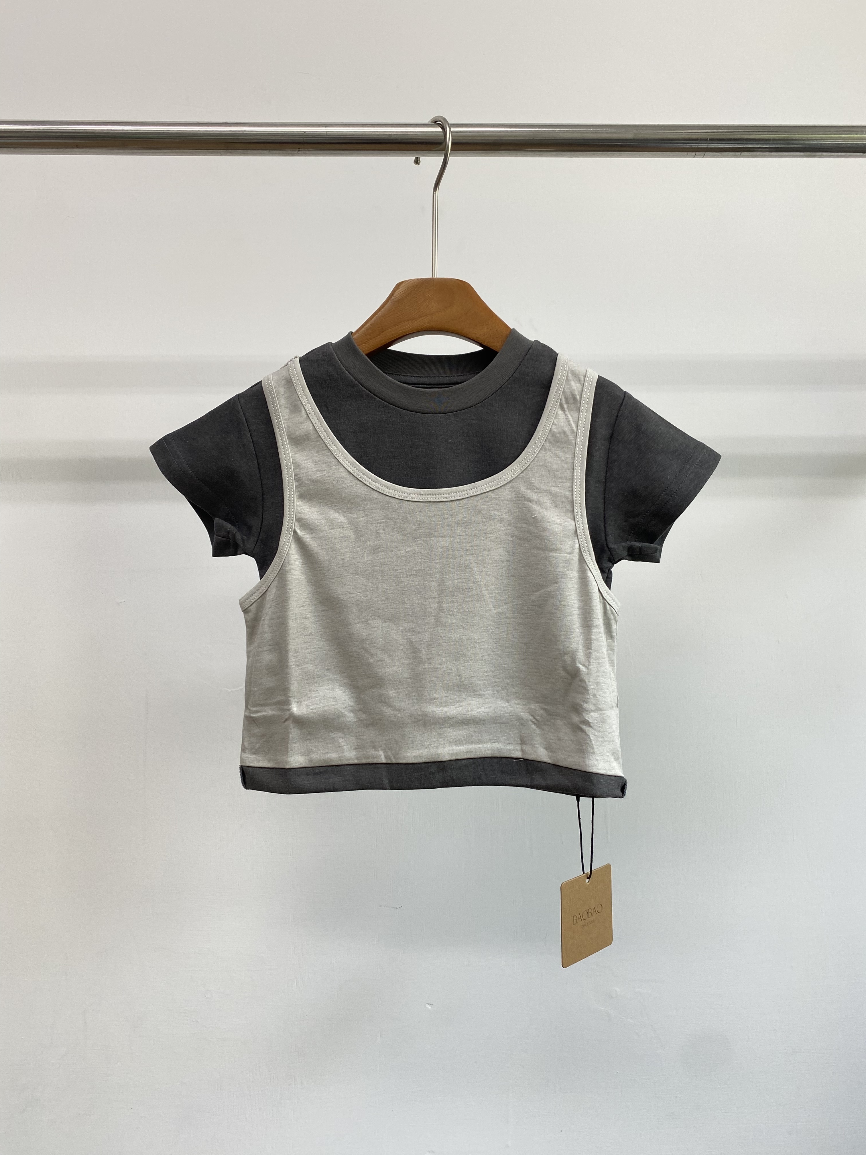 A04621假兩件棉料上衣