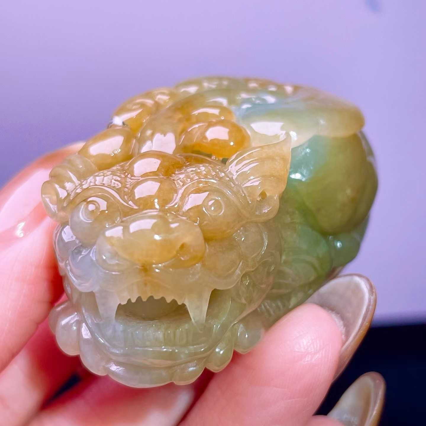 翡翠冰黃翡貔貅,天然翡翠A玉, 緬甸玉, Jade, Jadeite