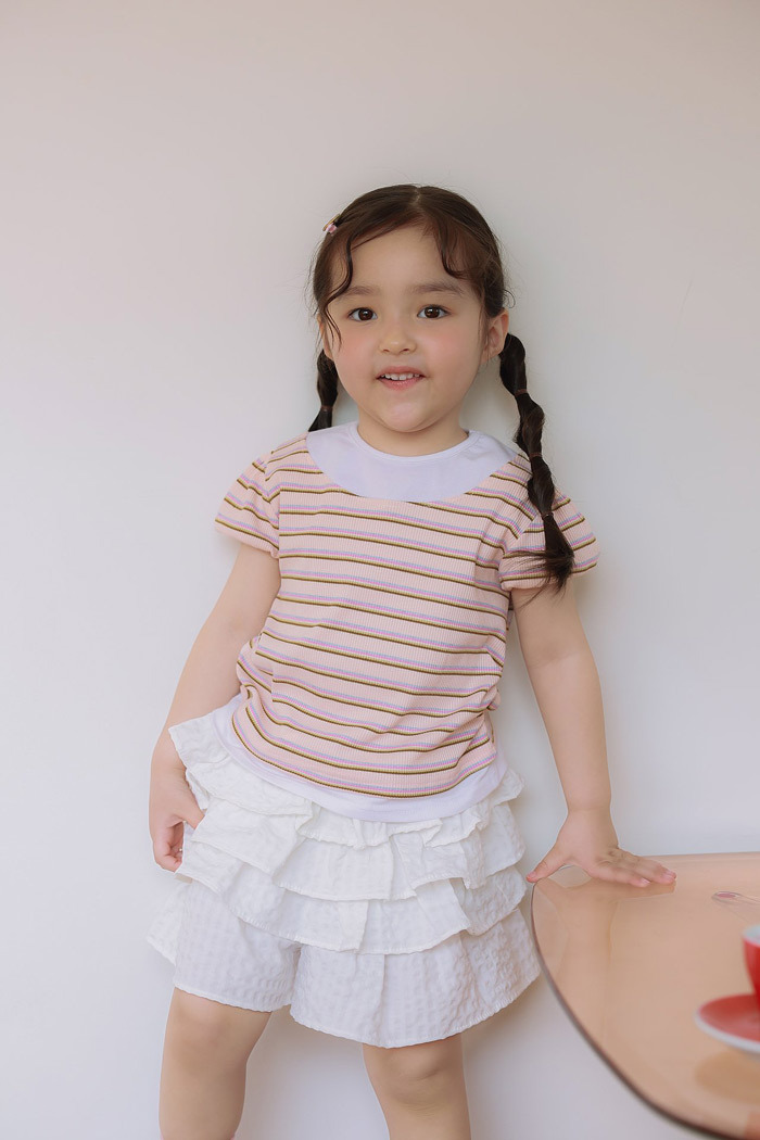 正韓夏JAZZ 米白/格紋蛋糕褲裙