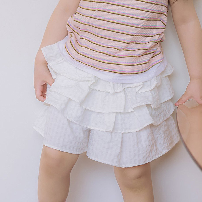 正韓夏JAZZ 米白/格紋蛋糕褲裙