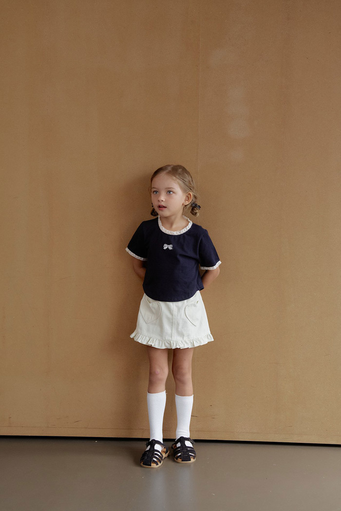 正韓夏momoann 兩色愛心口袋花邊裙