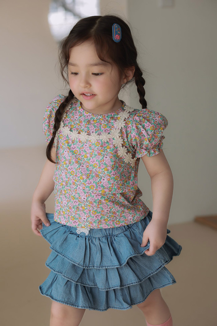 正韓夏JAZZ 滿滿碎花假兩件上衣