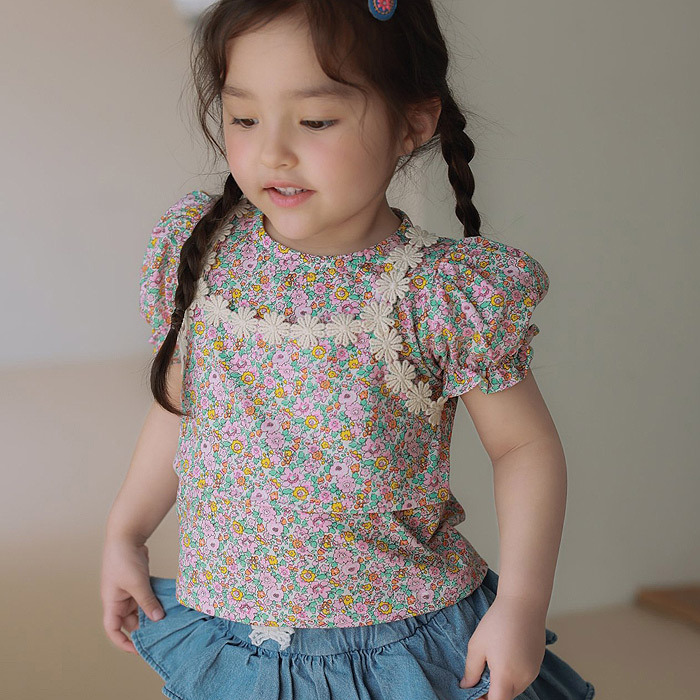 正韓夏JAZZ 滿滿碎花假兩件上衣