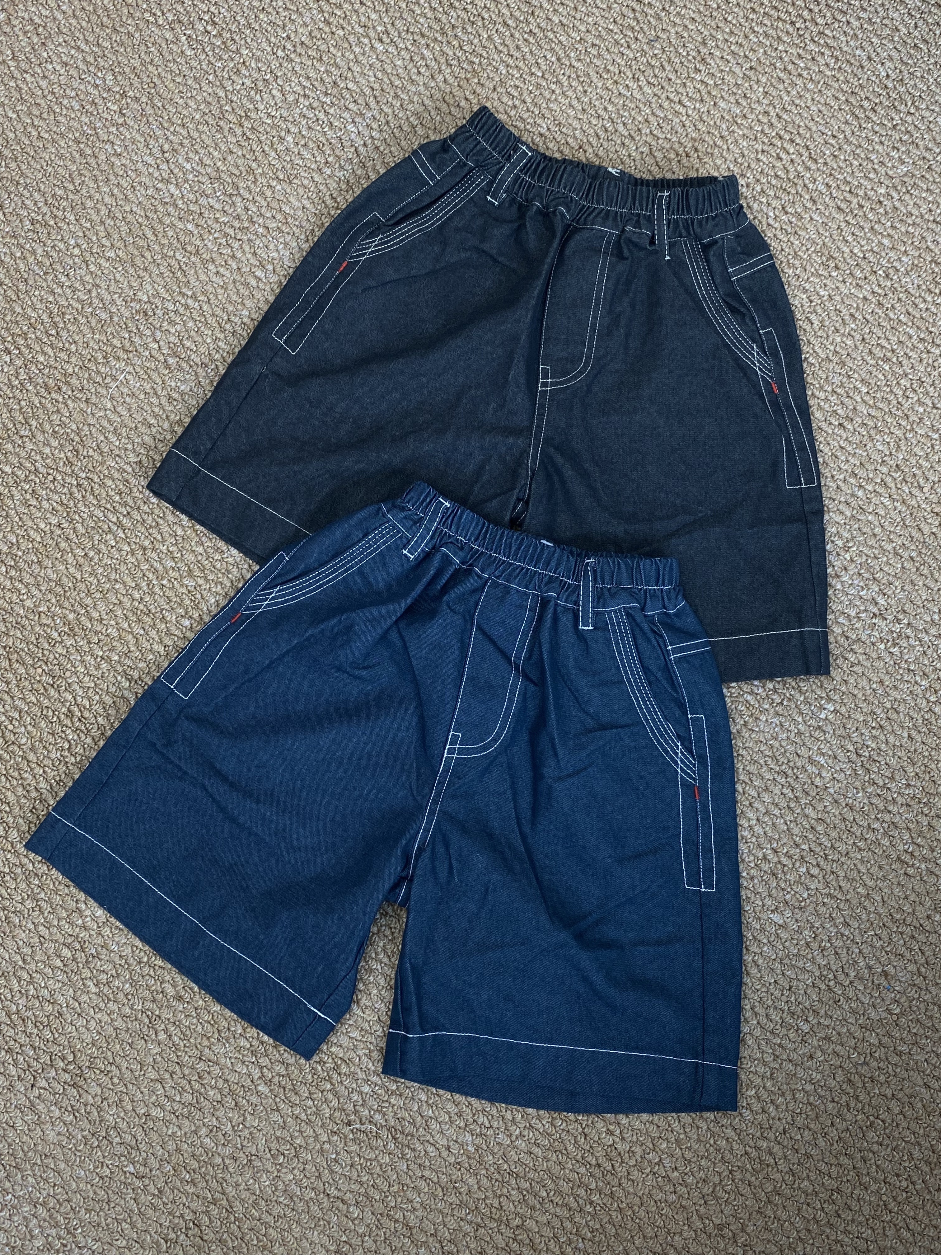 A04637撞色車線牛仔短褲