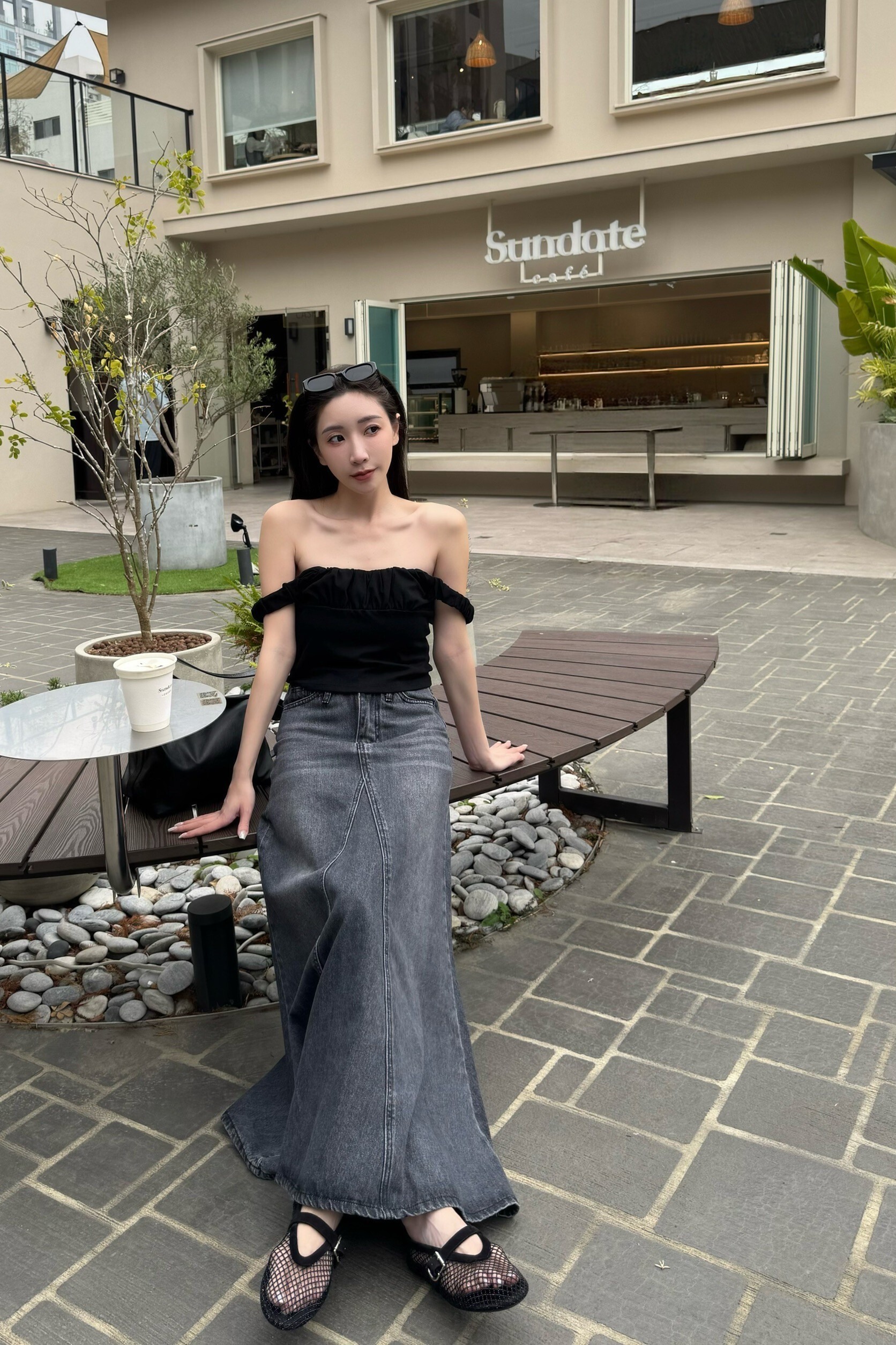 #AM26 傘狀墨色牛仔裙