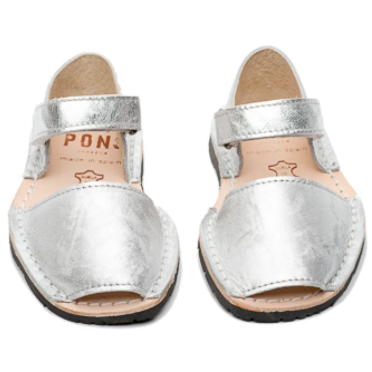 (預購)Pons Avarcas 手工皮革金屬色涼鞋 Frailera Style Metallic - Silver
