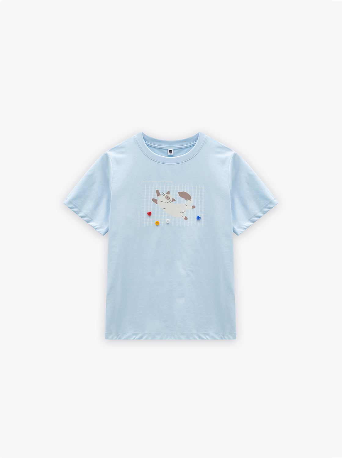 貓貓狗狗手繪噴圖短袖TEE