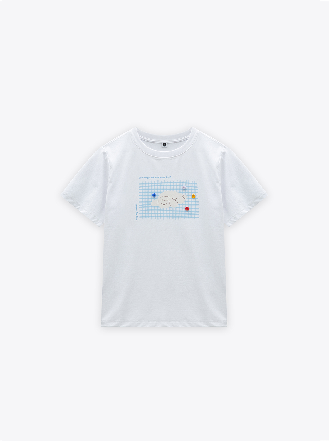 貓貓狗狗手繪噴圖短袖TEE