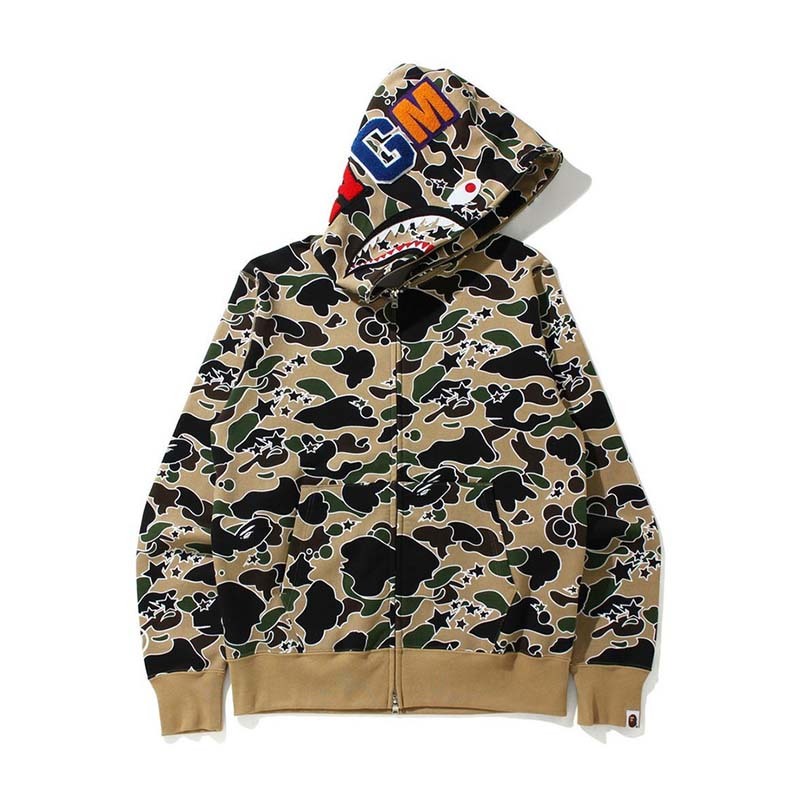 BAPE Sta Camo Shark Zip Hoodie 鯊魚 連帽外套 黃迷彩 BAPE-587CM [台灣現貨]