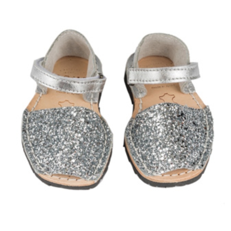 (預購)Pons Avarcas 手工皮革亮片涼鞋 Frailera Style Glitter - Silver