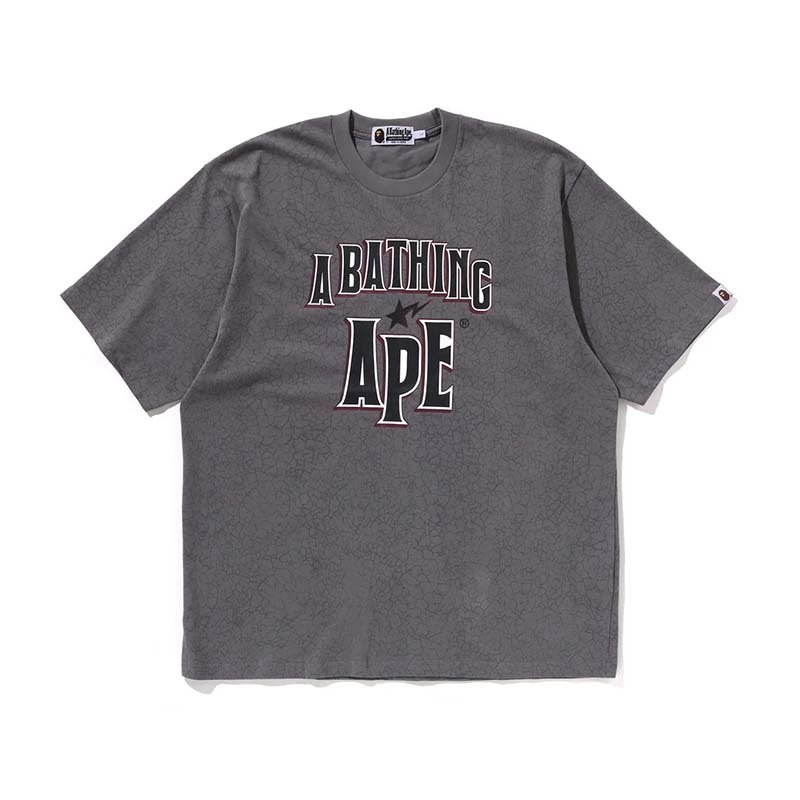 BAPE Crack Print Pattern Logo Relaxed Fit Tee 裂紋 短袖 灰色 BAPE-588CM [台灣現貨]