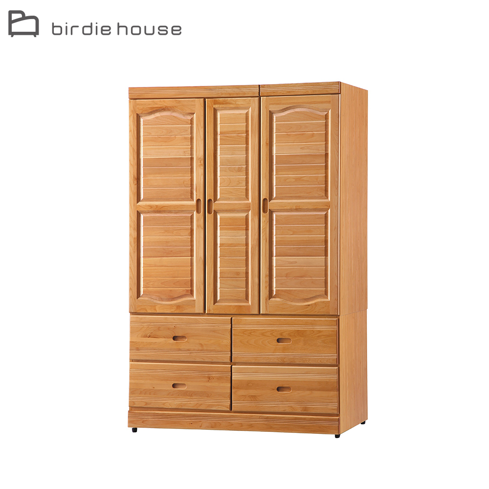 柏蒂家居-亞格斯4尺三門四抽衣櫃/衣櫥