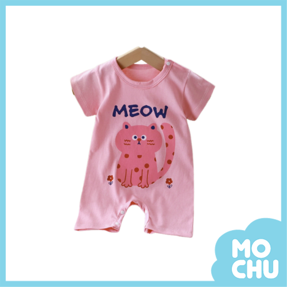 斑點小貓咪短袖連身衣