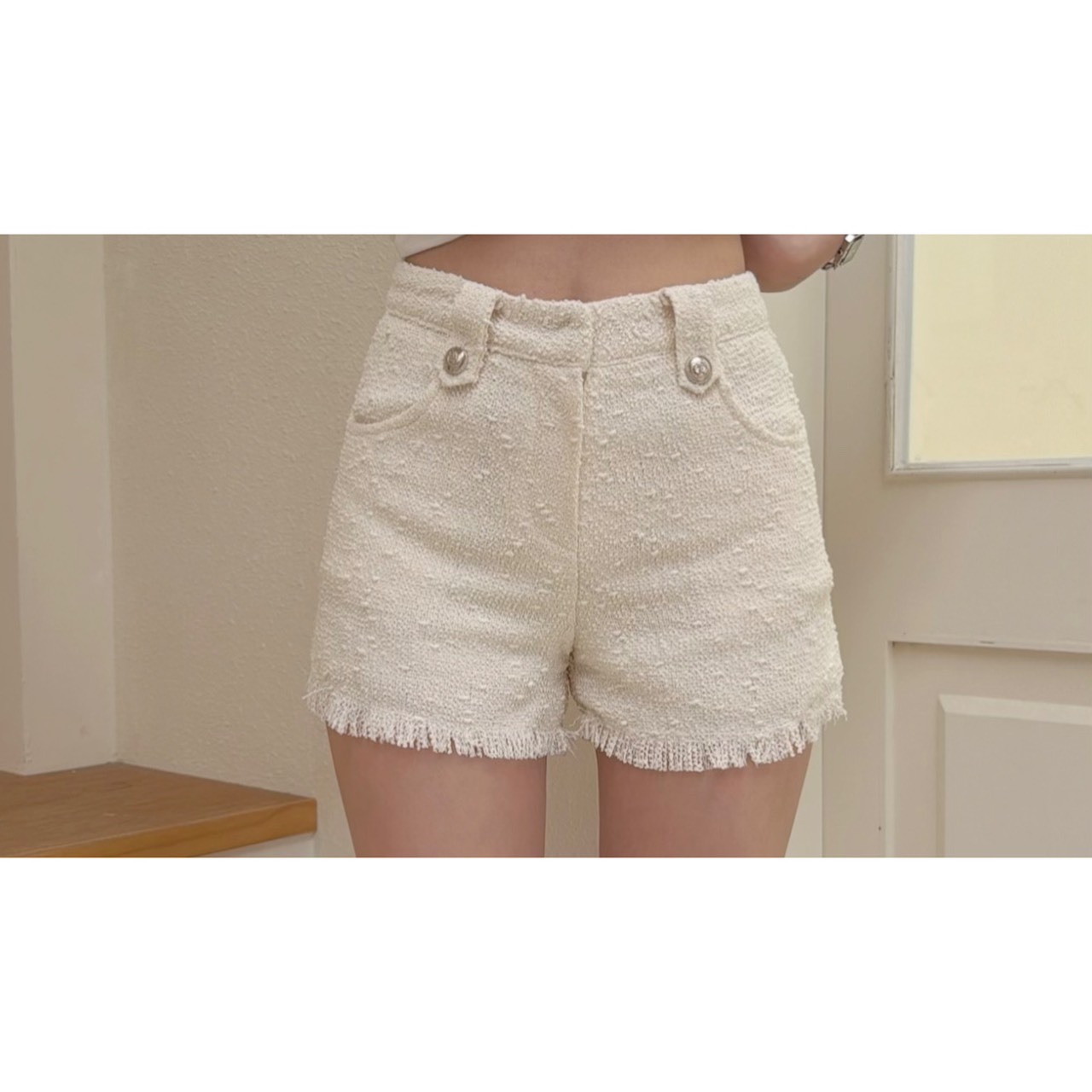 ［預購］🔥03.25春夏新品］💥美眉許願款］🇰🇷正韓高腰手工小香流蘇短褲（SM兩色）