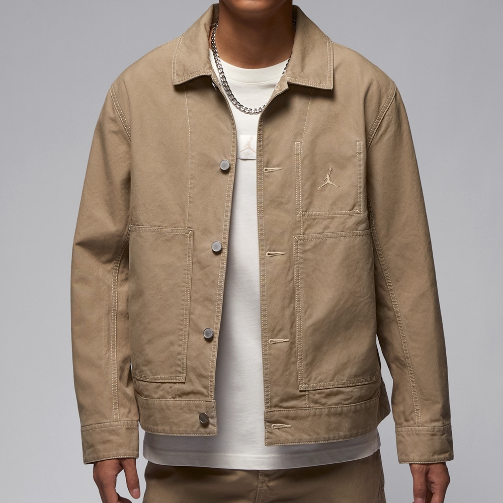 NIKE 外套 JORDAN 沙色 刺繡LOGO 夾克外套 男 HF9318-257