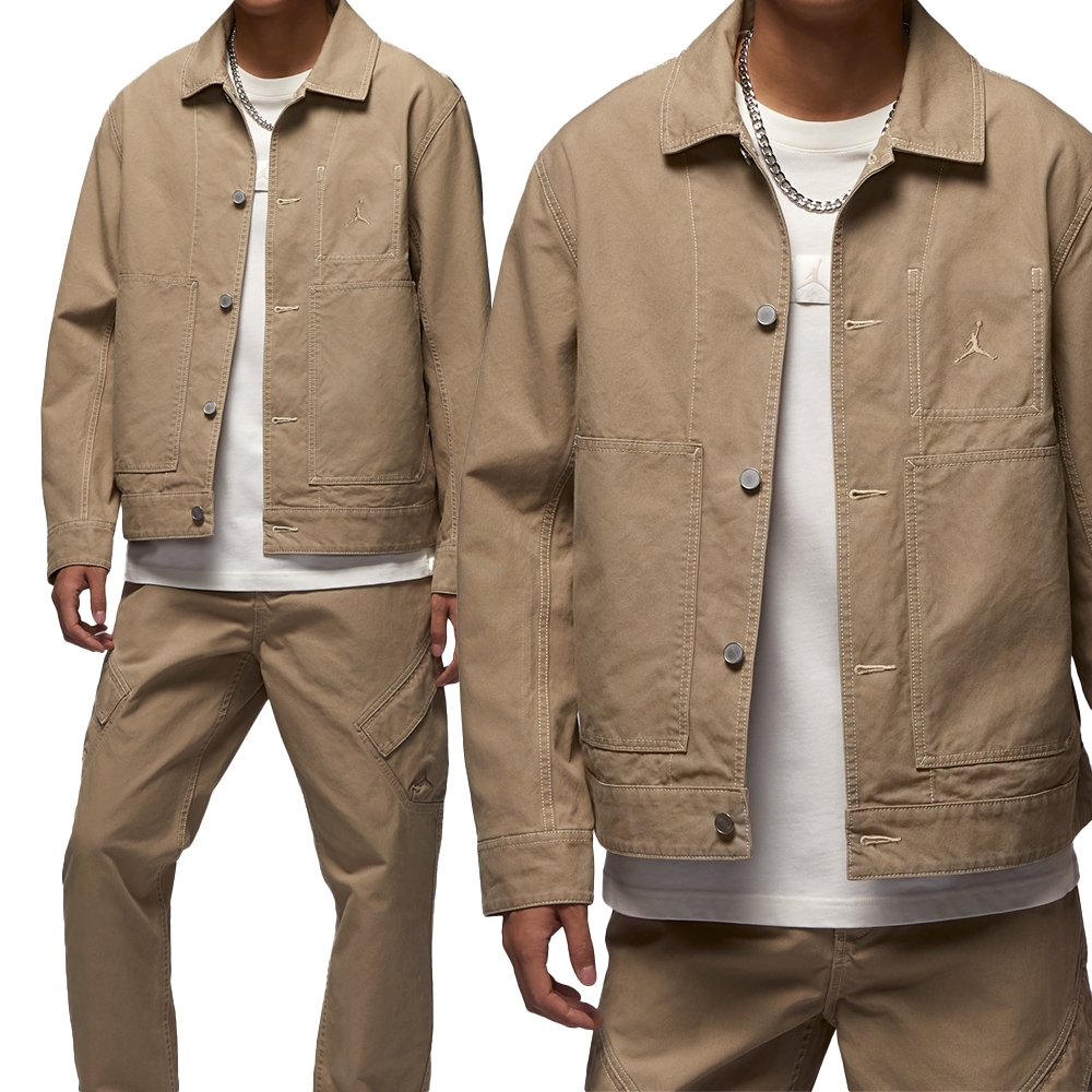 NIKE 外套 JORDAN 沙色 刺繡LOGO 夾克外套 男 HF9318-257